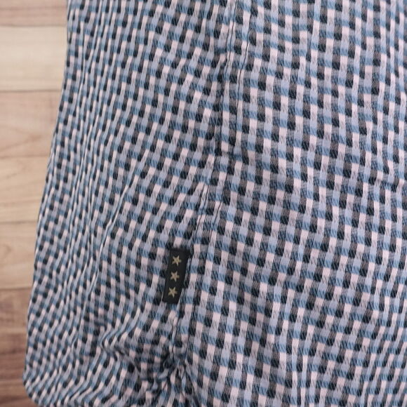 JOHN VARVATOS USA SHORT SLEEVE CHECK BUTTON DOWN SHIRT MENS SIZE L LARGE EUC - Picture 4 of 8